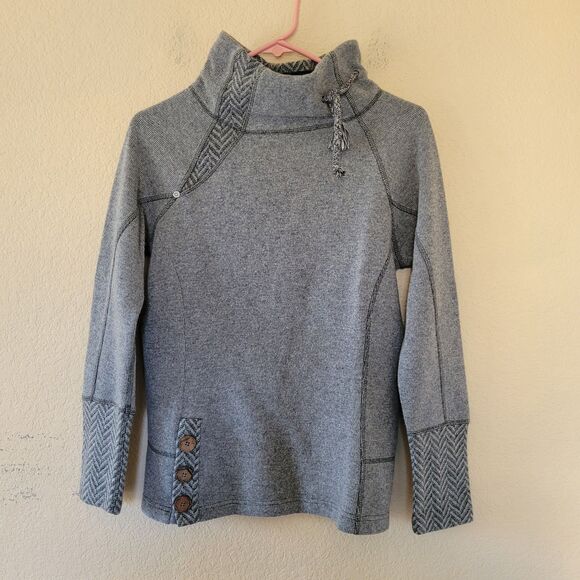 PrAna Lucia Pullover Mock Neck Sweater Gray Womens Extra Small XS Wool Blend Euc - Picture 1 of 8